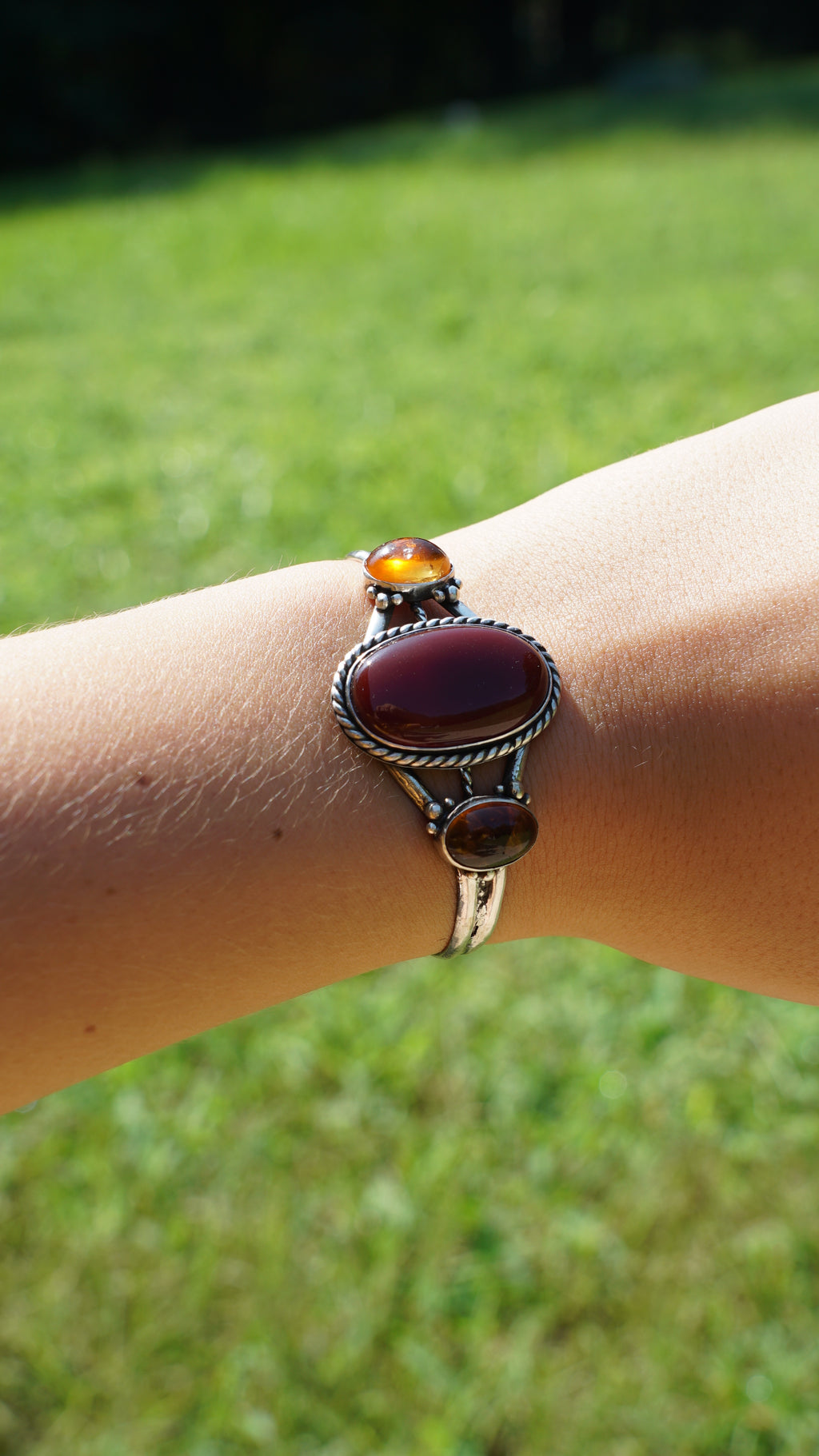 carnelian agate and amber cuff