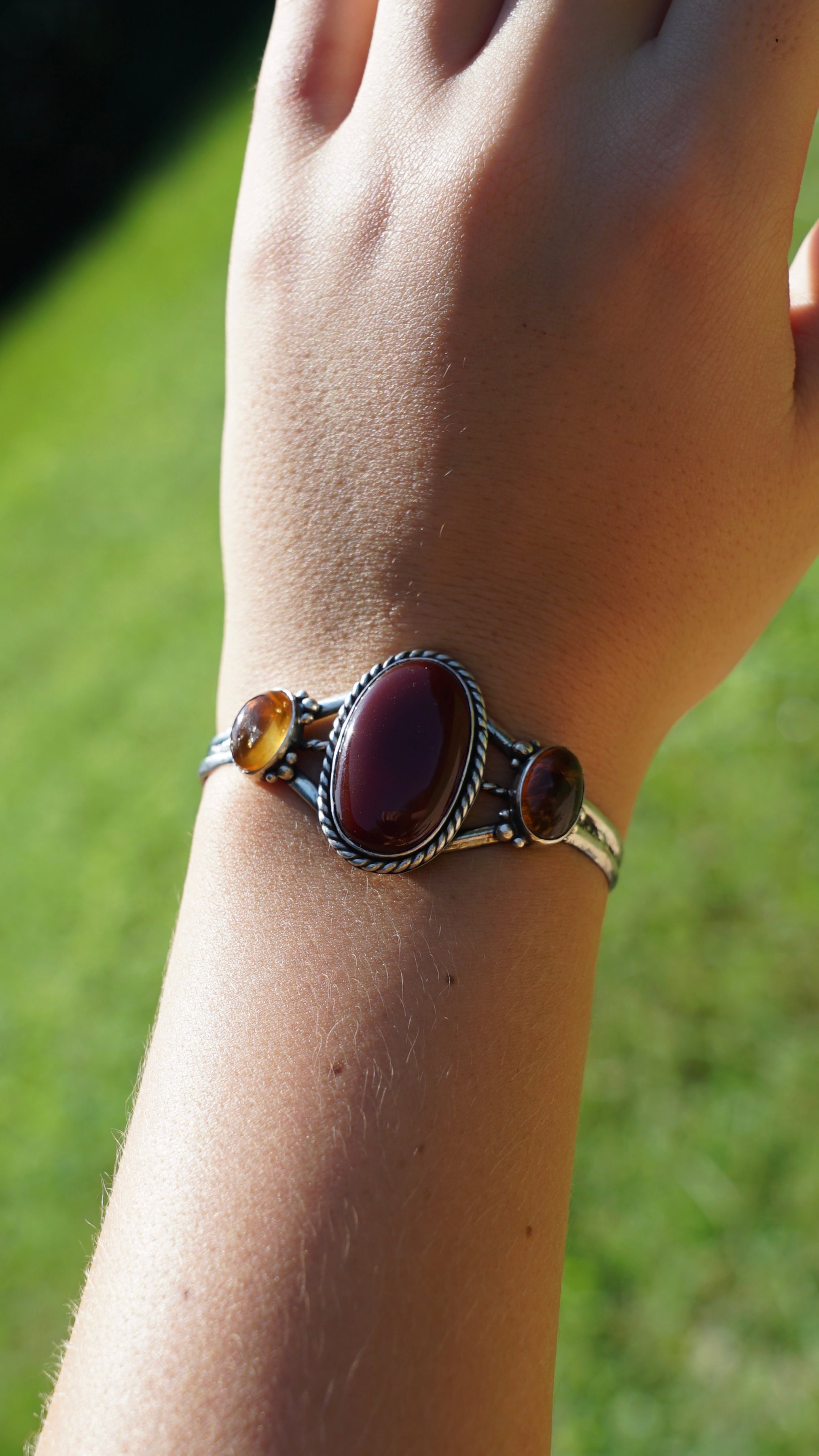 carnelian agate and amber cuff