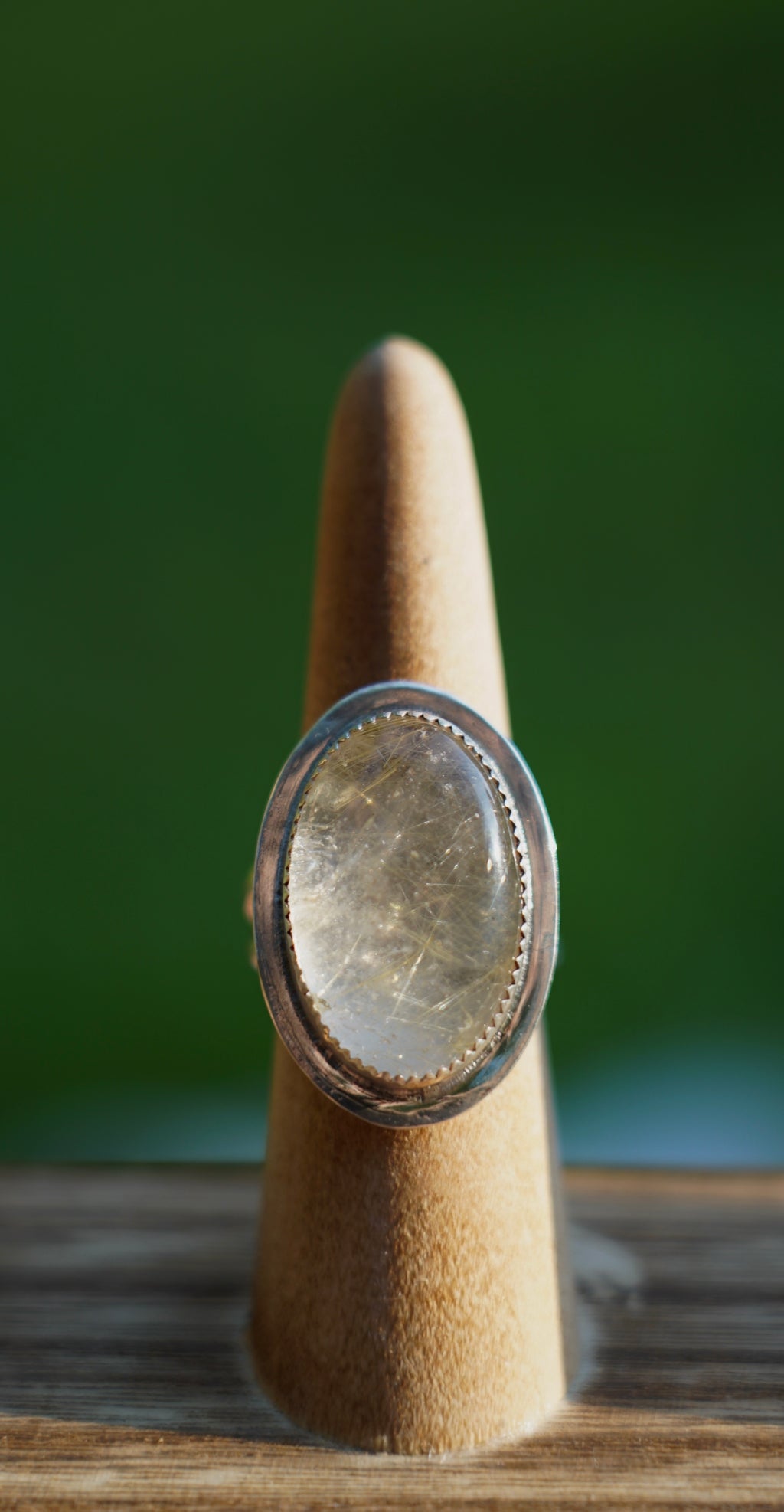 Golden rutilated quarts ring