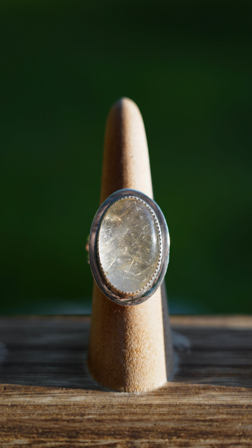 Golden rutilated quarts ring