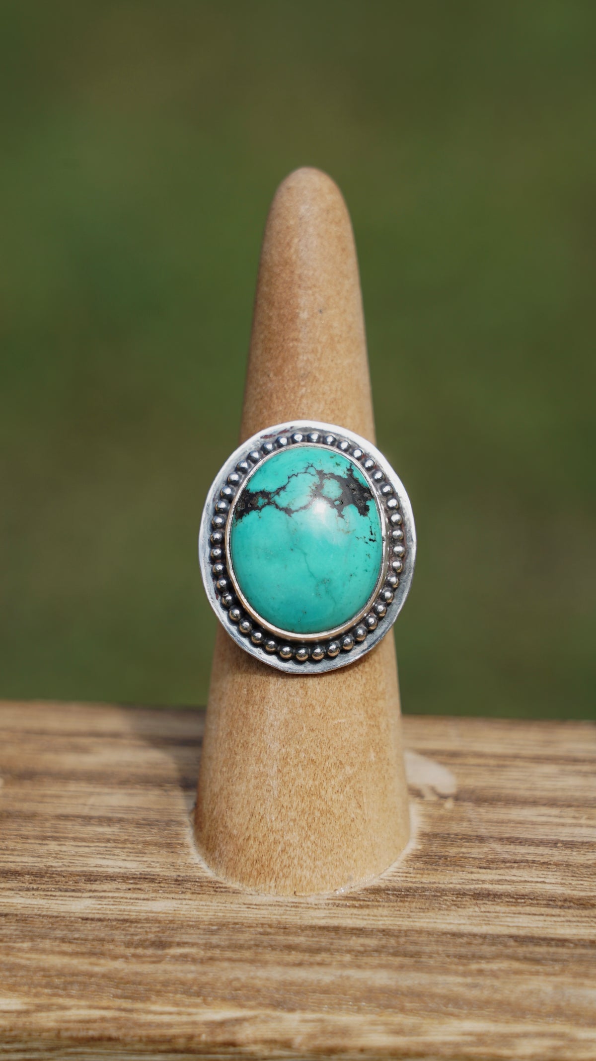 round beaded turquoise ring