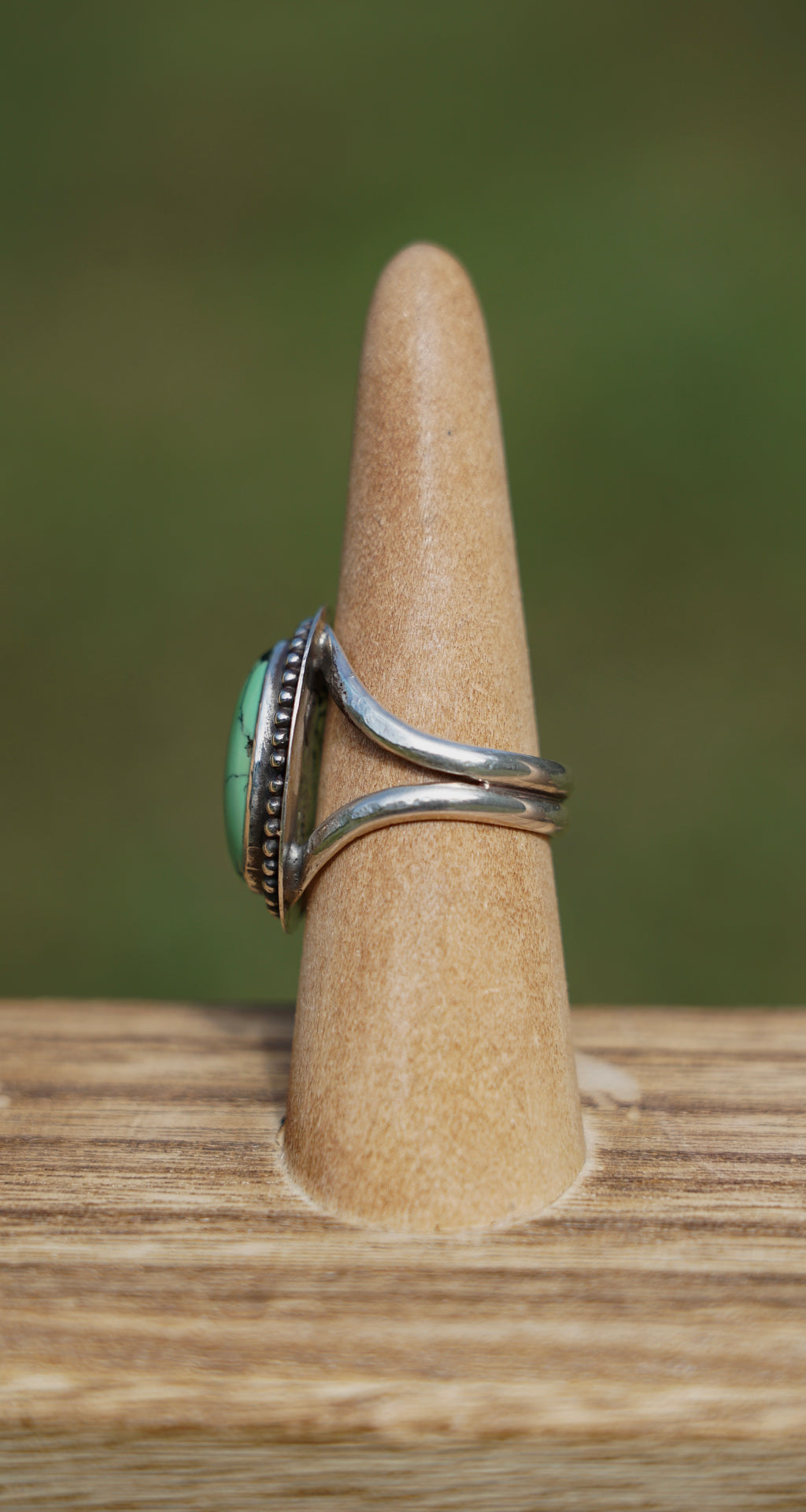 green turquoise bead ring