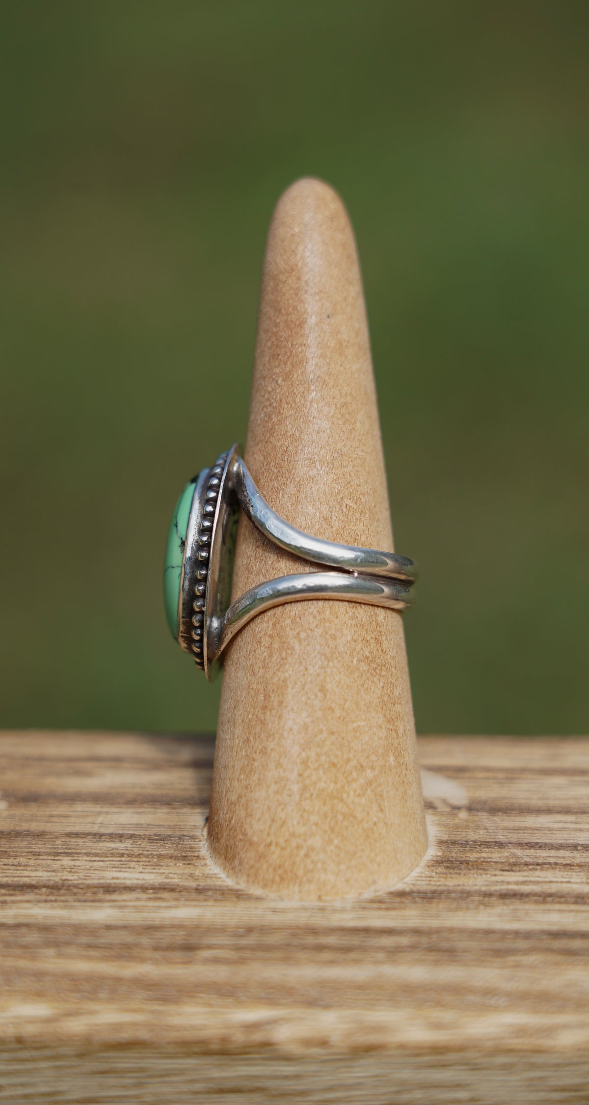 green turquoise bead ring