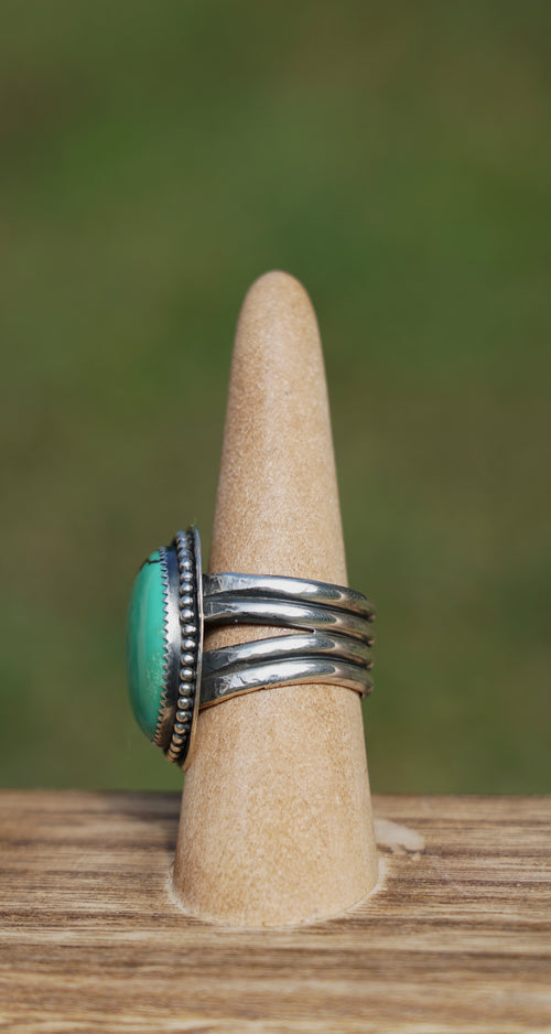 bead turquoise wide band ring
