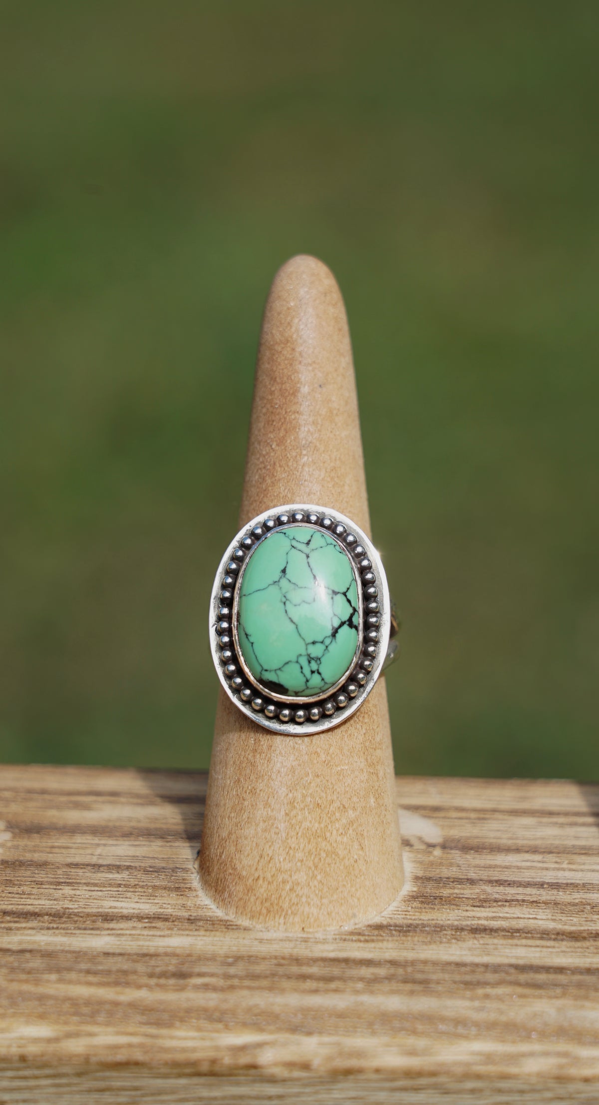 green turquoise bead ring