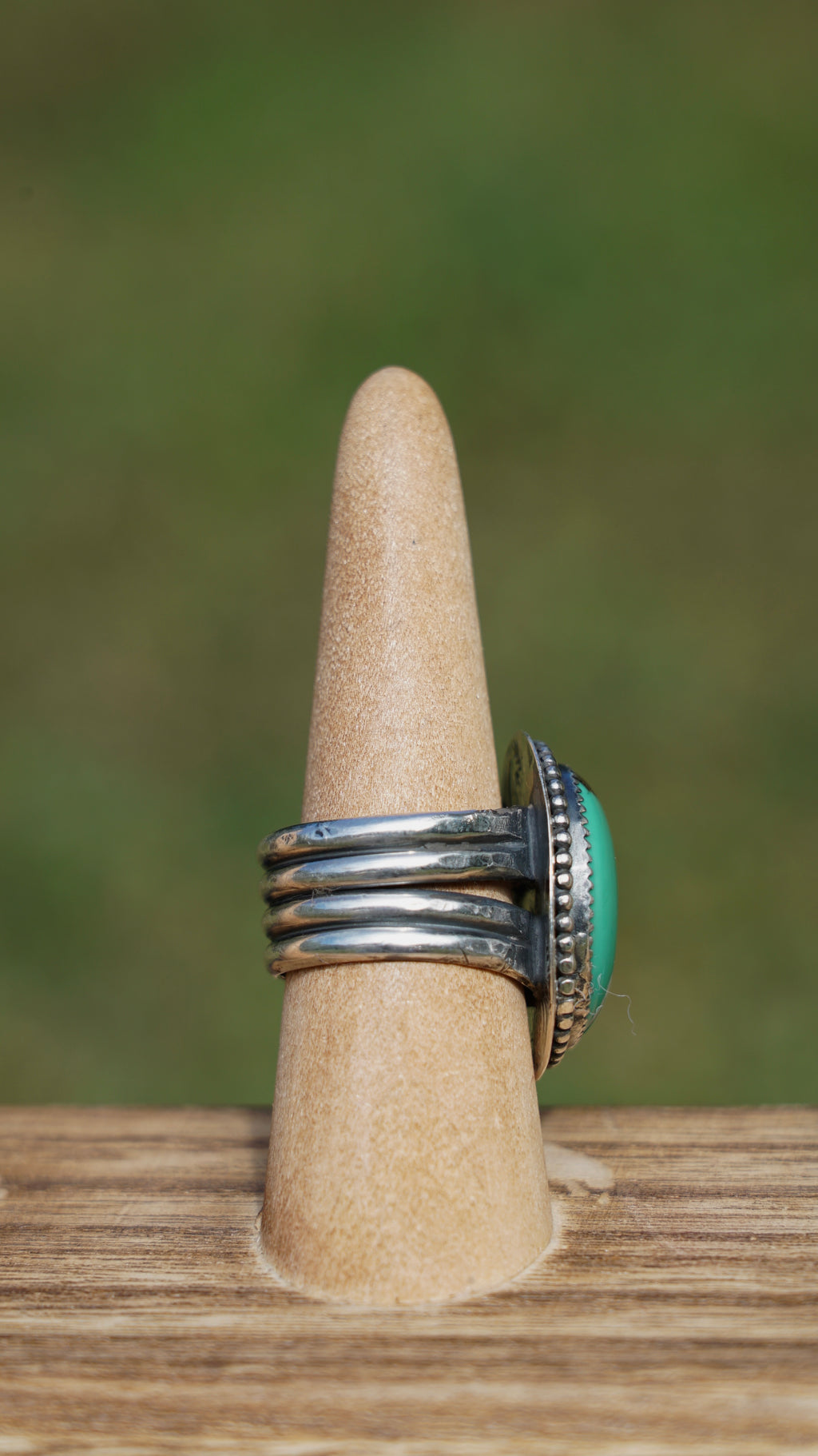 bead turquoise wide band ring