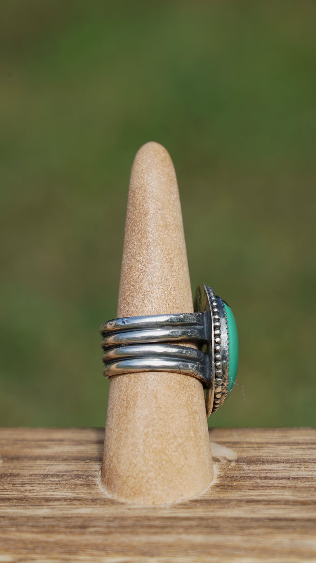 bead turquoise wide band ring