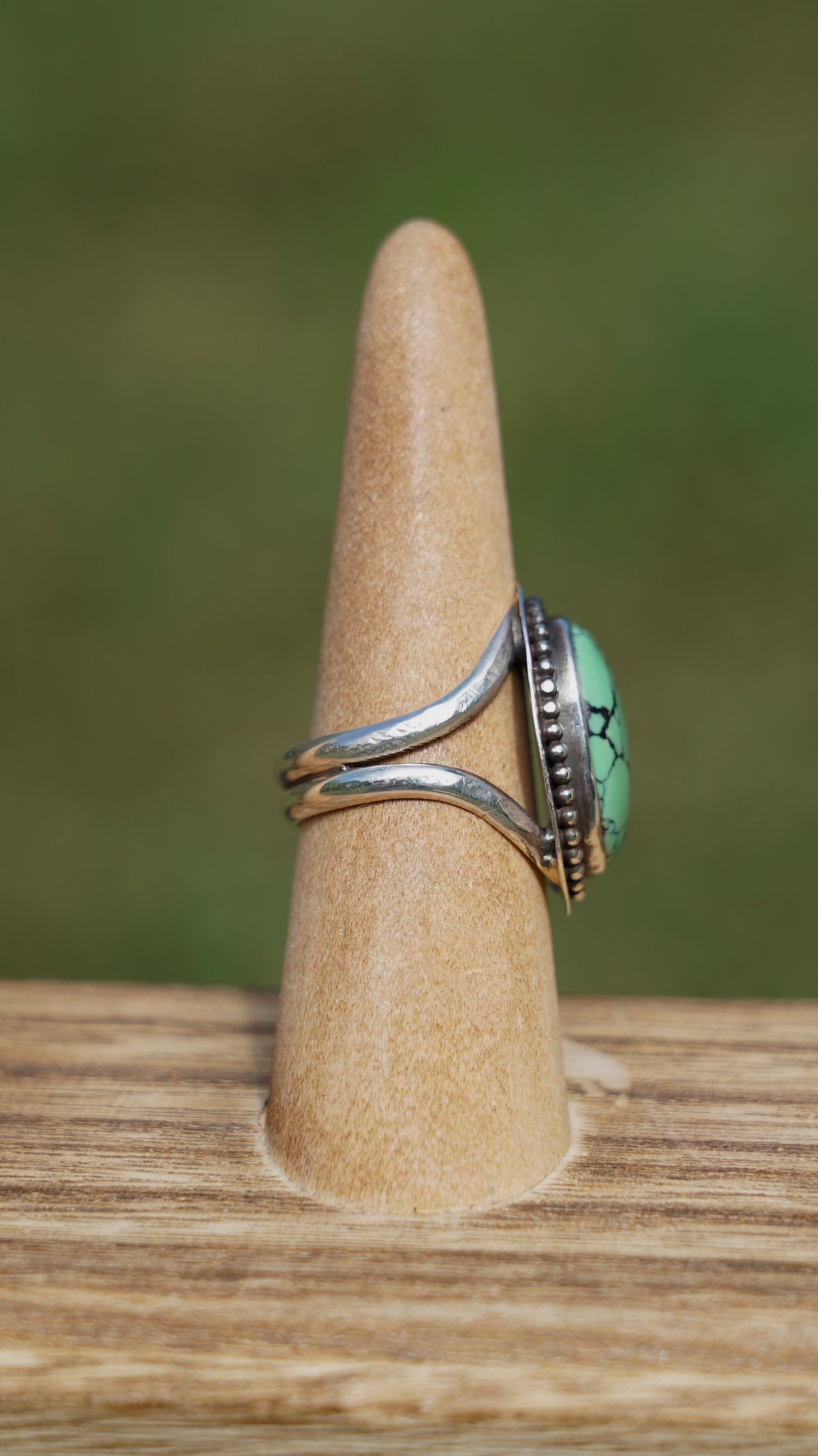 green turquoise bead ring