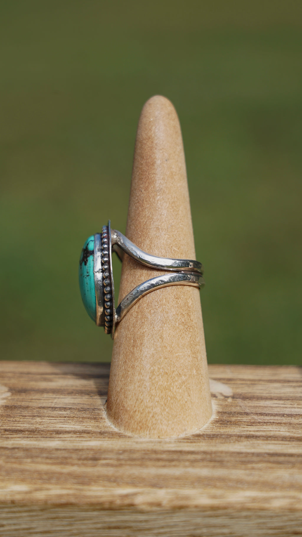 round beaded turquoise ring
